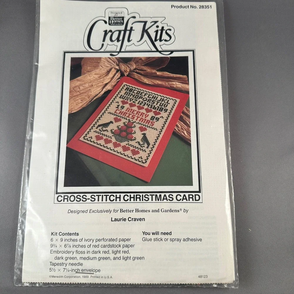 Vtg Better Homes and Gardens Cross Stitch Christmas‎ Card Kit Laurie Craven New